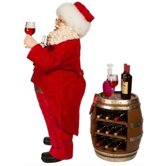 Kurt Adler Fabriche Santa With Wine Barrel Christmas Decoration Figurine - Picture 4 of 5